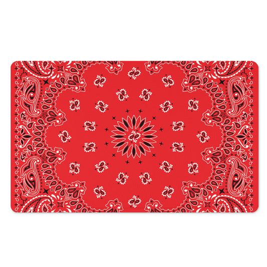 Red Black And White Bandana Print Polyester Doormat