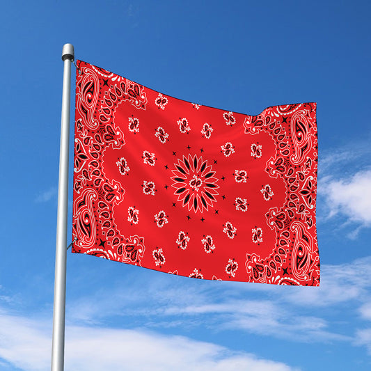 Red Black And White Bandana Print Polyester Flag