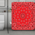 Red Black And White Bandana Print Polyester Shower Curtain