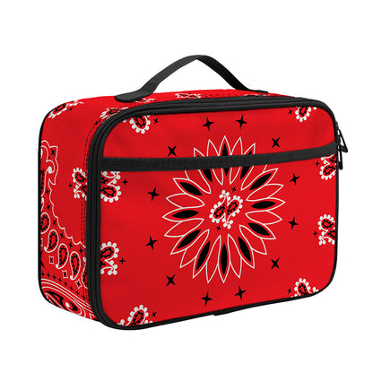 Red Black And White Bandana Print Portable Lunch Bag