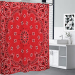 Red Black And White Bandana Print Premium Shower Curtain
