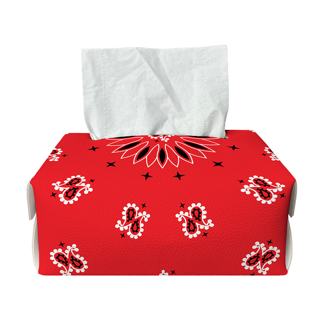 Red Black And White Bandana Print Rectangle Tissue Box Cover