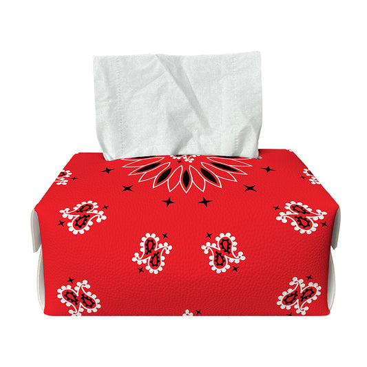 Red Black And White Bandana Print Rectangle Tissue Box Cover