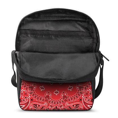 Red Black And White Bandana Print Rectangular Crossbody Bag