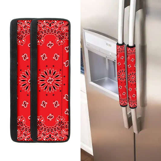 Red Black And White Bandana Print Refrigerator Handle Covers