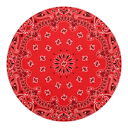 Red Black And White Bandana Print Round Blanket