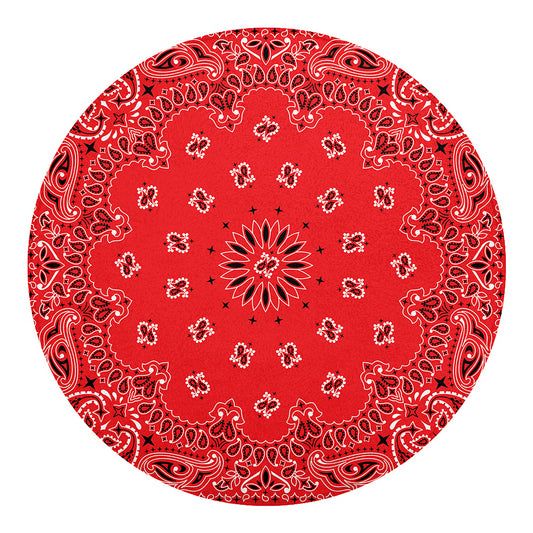 Red Black And White Bandana Print Round Blanket
