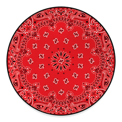 Red Black And White Bandana Print Round Floor Mat