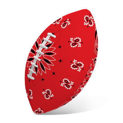 Red Black And White Bandana Print Rugby Ball