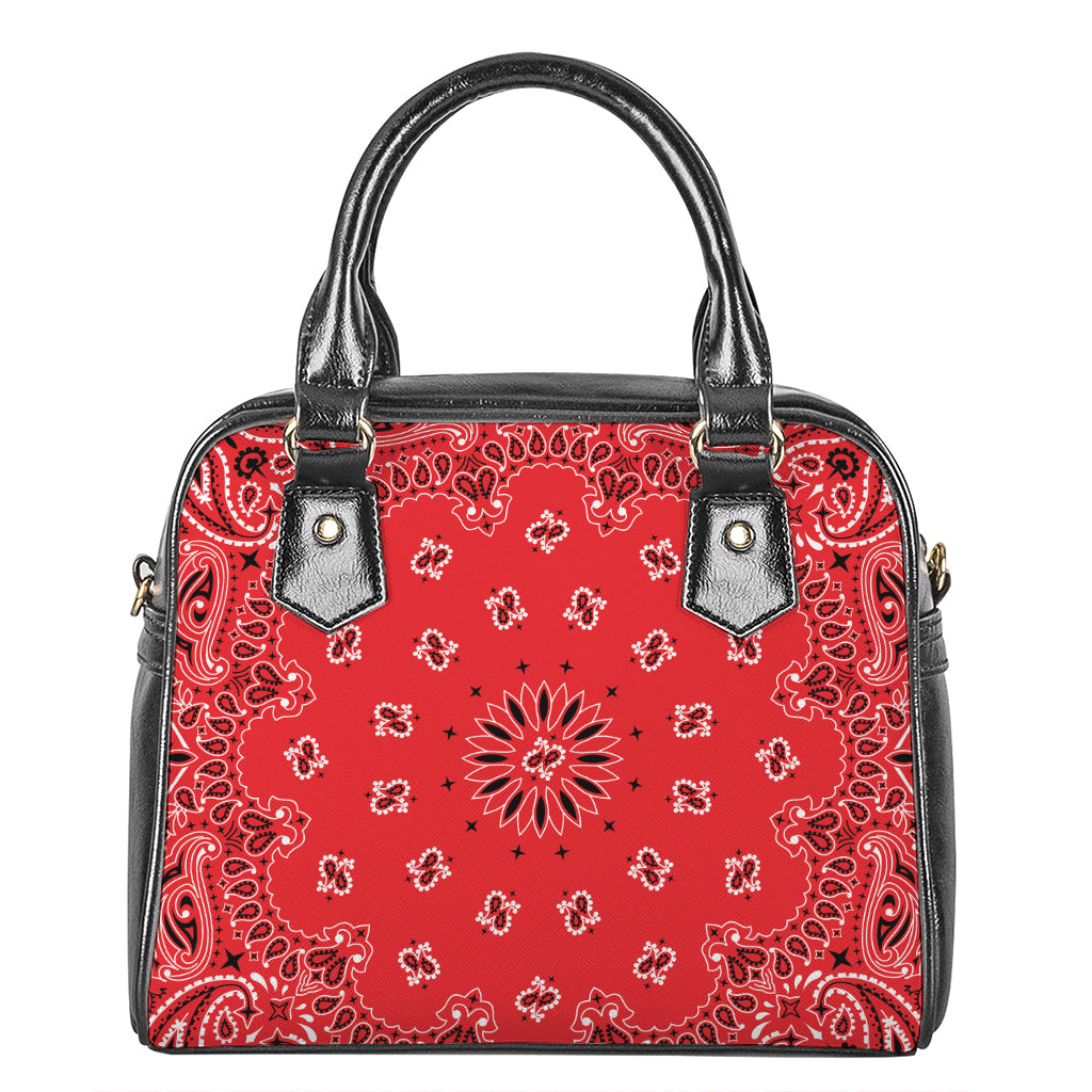 Red Black And White Bandana Print Shoulder Handbag