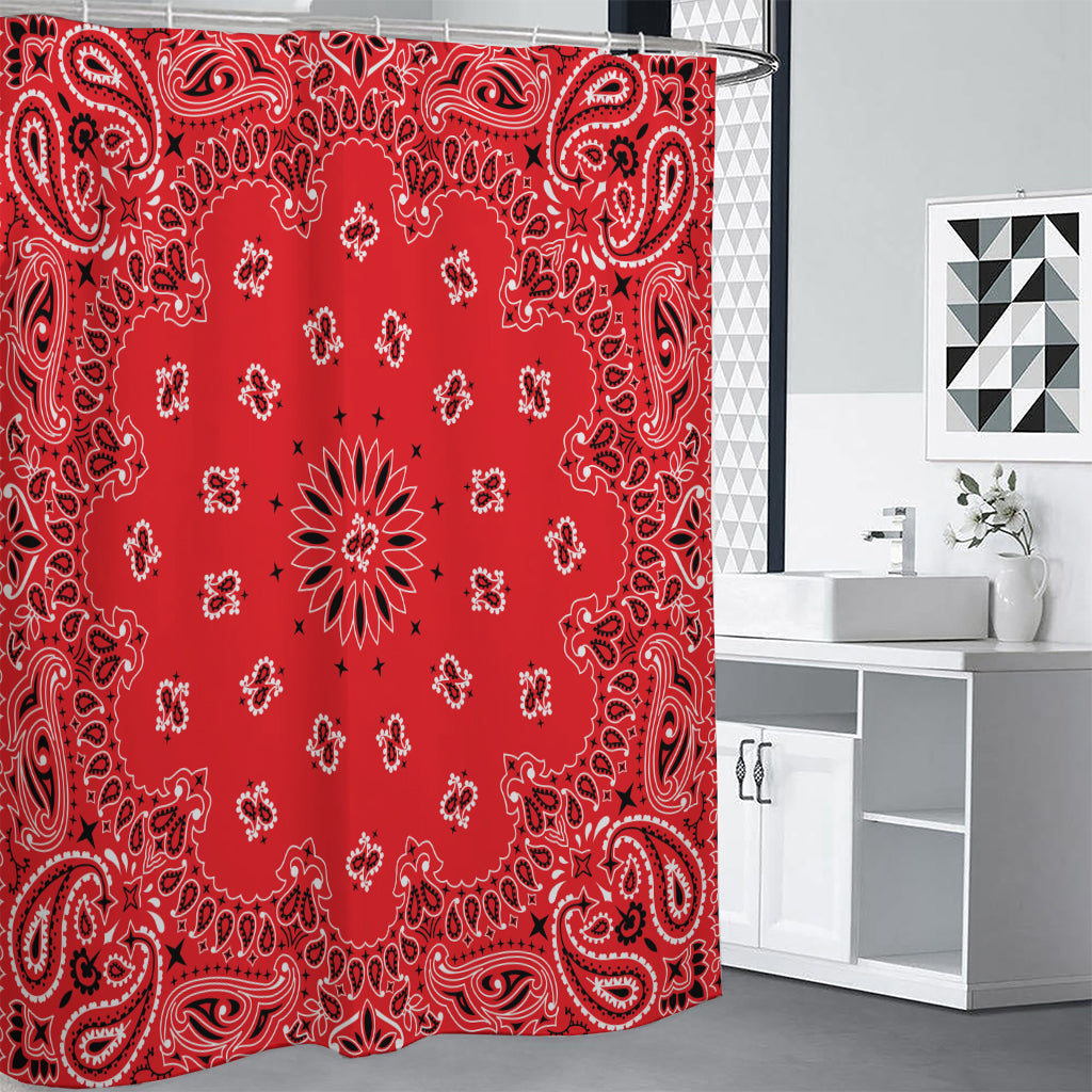 Red Black And White Bandana Print Shower Curtain