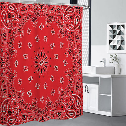 Red Black And White Bandana Print Shower Curtain