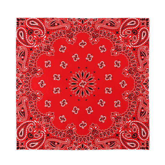 Red Black And White Bandana Print Silk Bandana