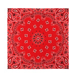 Red Black And White Bandana Print Silk Bandana