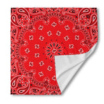 Red Black And White Bandana Print Silk Bandana