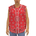 Red Black And White Bandana Print Sleeveless Baseball Jersey