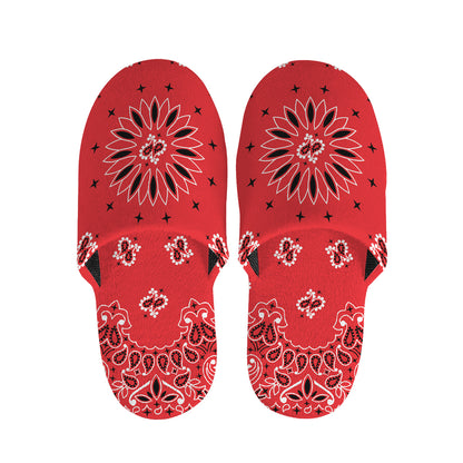 Red Black And White Bandana Print Slippers