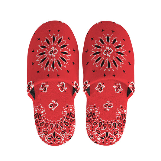 Red Black And White Bandana Print Slippers