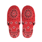 Red Black And White Bandana Print Slippers