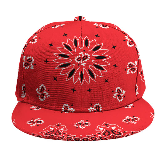 Red Black And White Bandana Print Snapback Cap