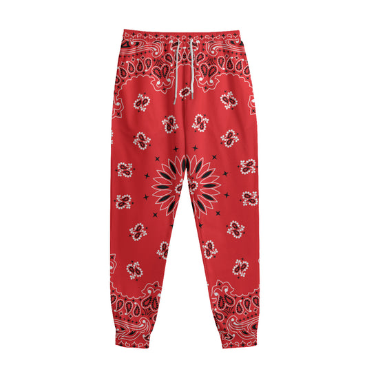 Red Black And White Bandana Print Sweatpants