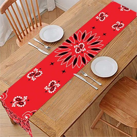 Red Black And White Bandana Print Table Runner