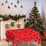 Red Black And White Bandana Print Tablecloth