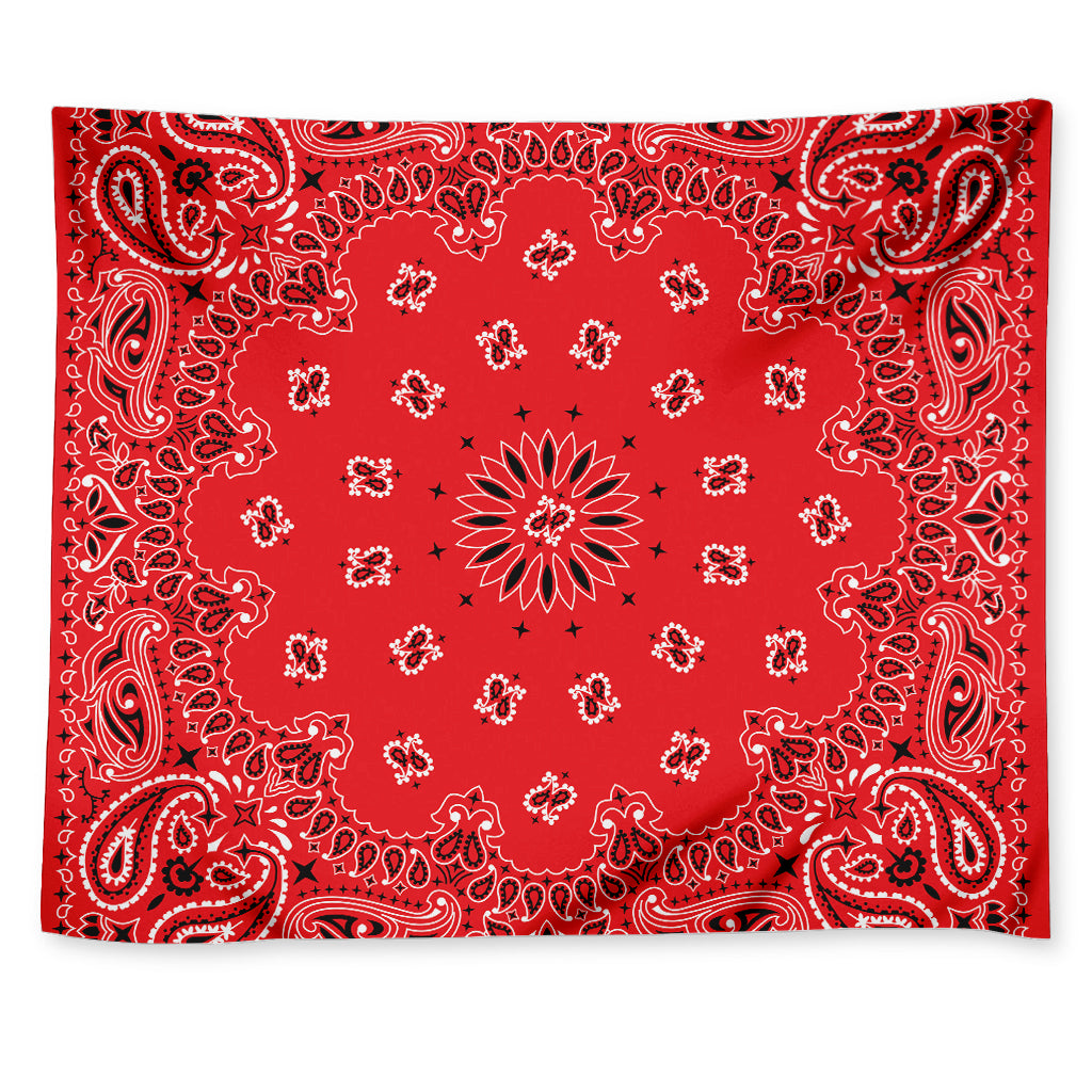 Red Black And White Bandana Print Tapestry