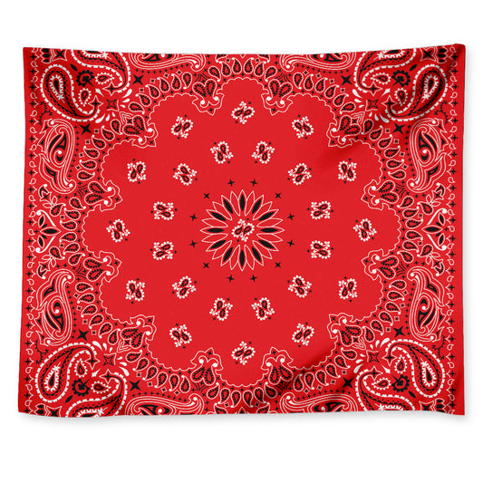Red Black And White Bandana Print Tapestry