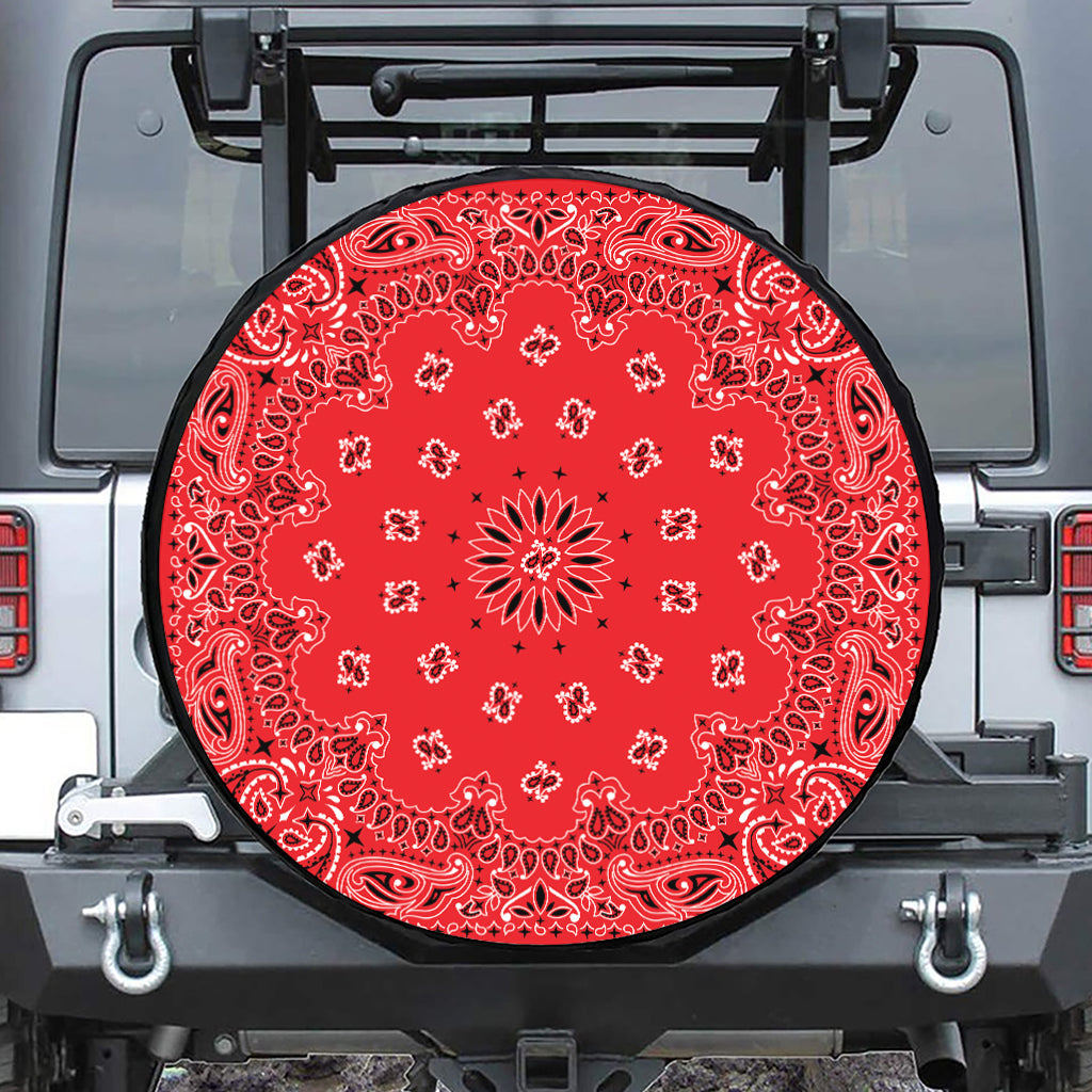 Red Black And White Bandana Print Tire Cover