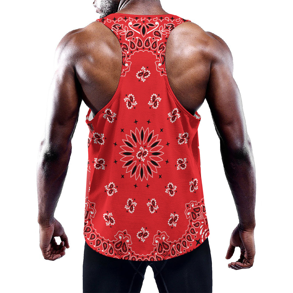 Red Black And White Bandana Print Training Tank Top