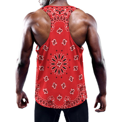 Red Black And White Bandana Print Training Tank Top
