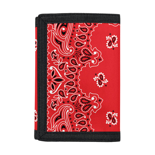 Red Black And White Bandana Print Trifold Wallet