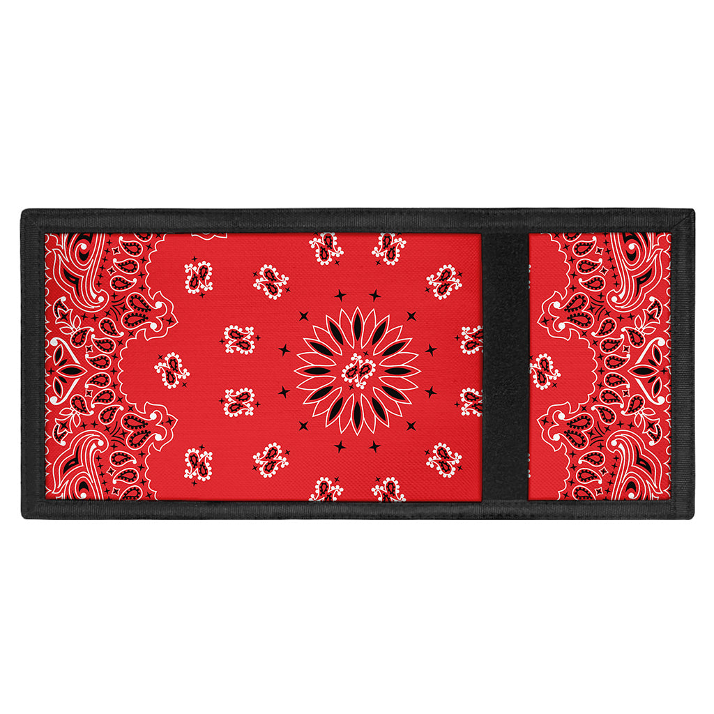 Red Black And White Bandana Print Trifold Wallet