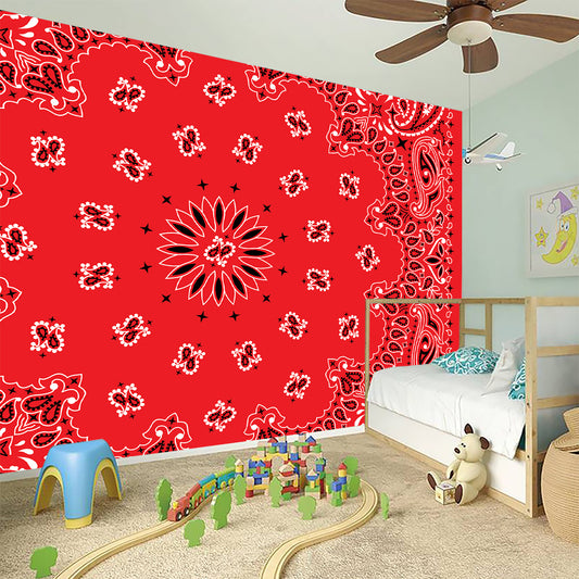 Red Black And White Bandana Print Wall Sticker
