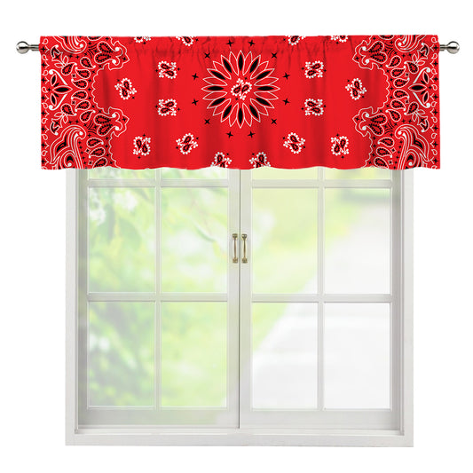 Red Black And White Bandana Print Window Valance