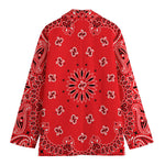 Red Black And White Bandana Print Women's Cotton Blazer