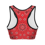 Red Black And White Bandana Print Women's Sports Bra