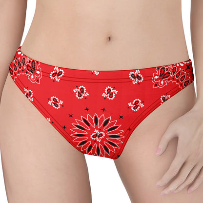 Red Black And White Bandana Print Women's Thong