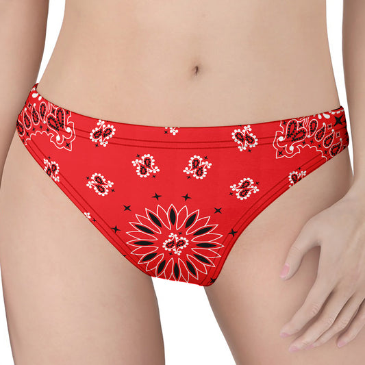 Red Black And White Bandana Print Women's Thong