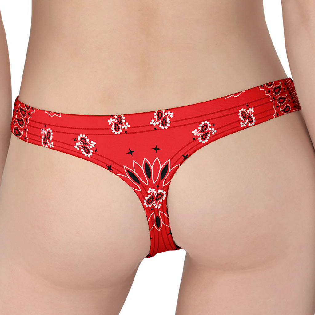 Red Black And White Bandana Print Women's Thong