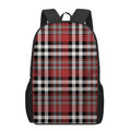 Red Black And White Border Tartan Print 17 Inch Backpack
