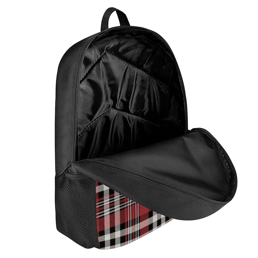 Red Black And White Border Tartan Print 17 Inch Backpack