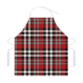 Red Black And White Border Tartan Print Adjustable Apron