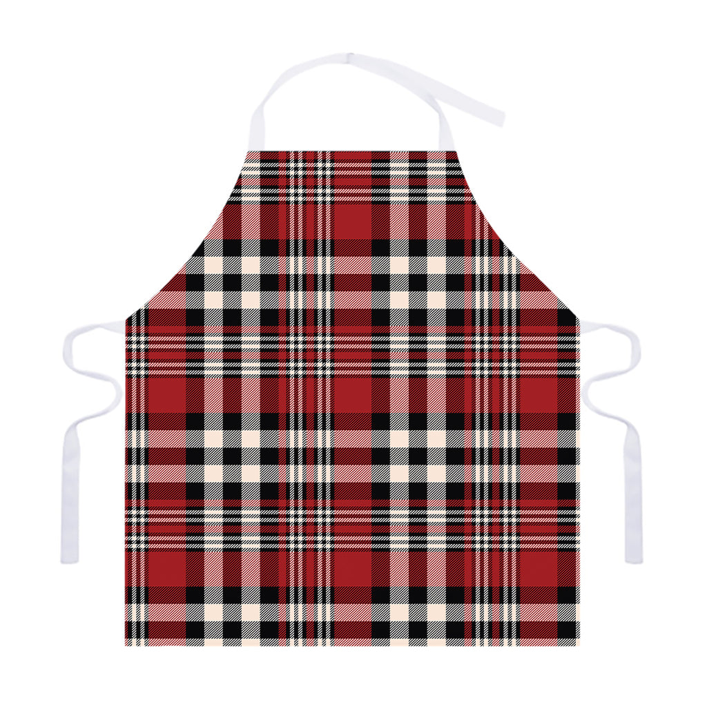 Red Black And White Border Tartan Print Adjustable Apron