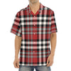 Red Black And White Border Tartan Print Aloha Shirt