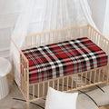 Red Black And White Border Tartan Print Baby Crib Sheet