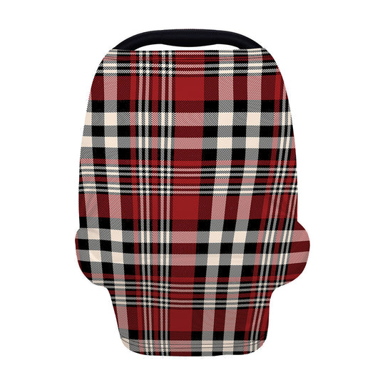 Red Black And White Border Tartan Print Baby Seat Cover