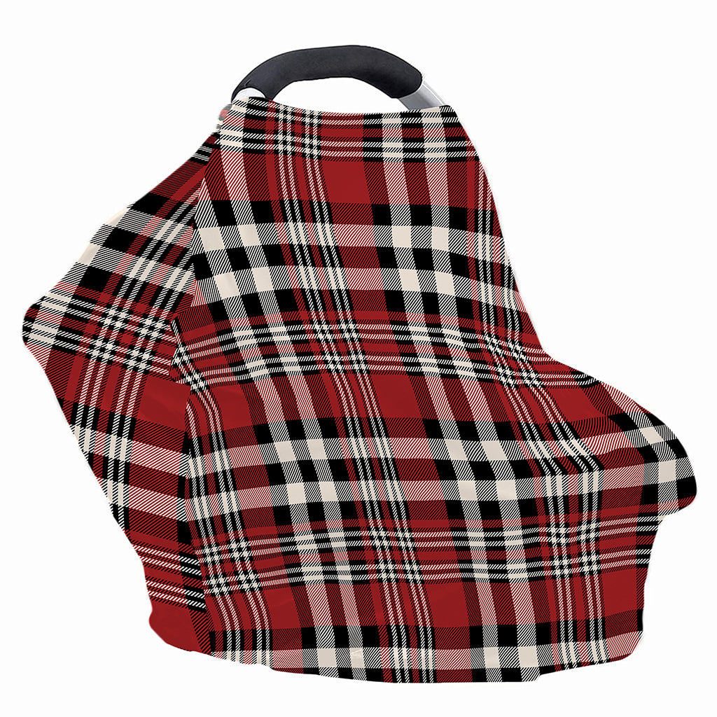 Red Black And White Border Tartan Print Baby Seat Cover