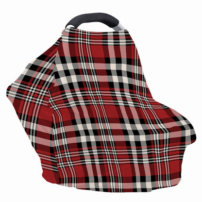 Red Black And White Border Tartan Print Baby Seat Cover